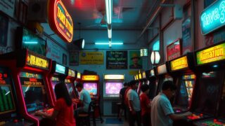 A vintage game house in Indonesia from the 1990s with classic arcade machines
