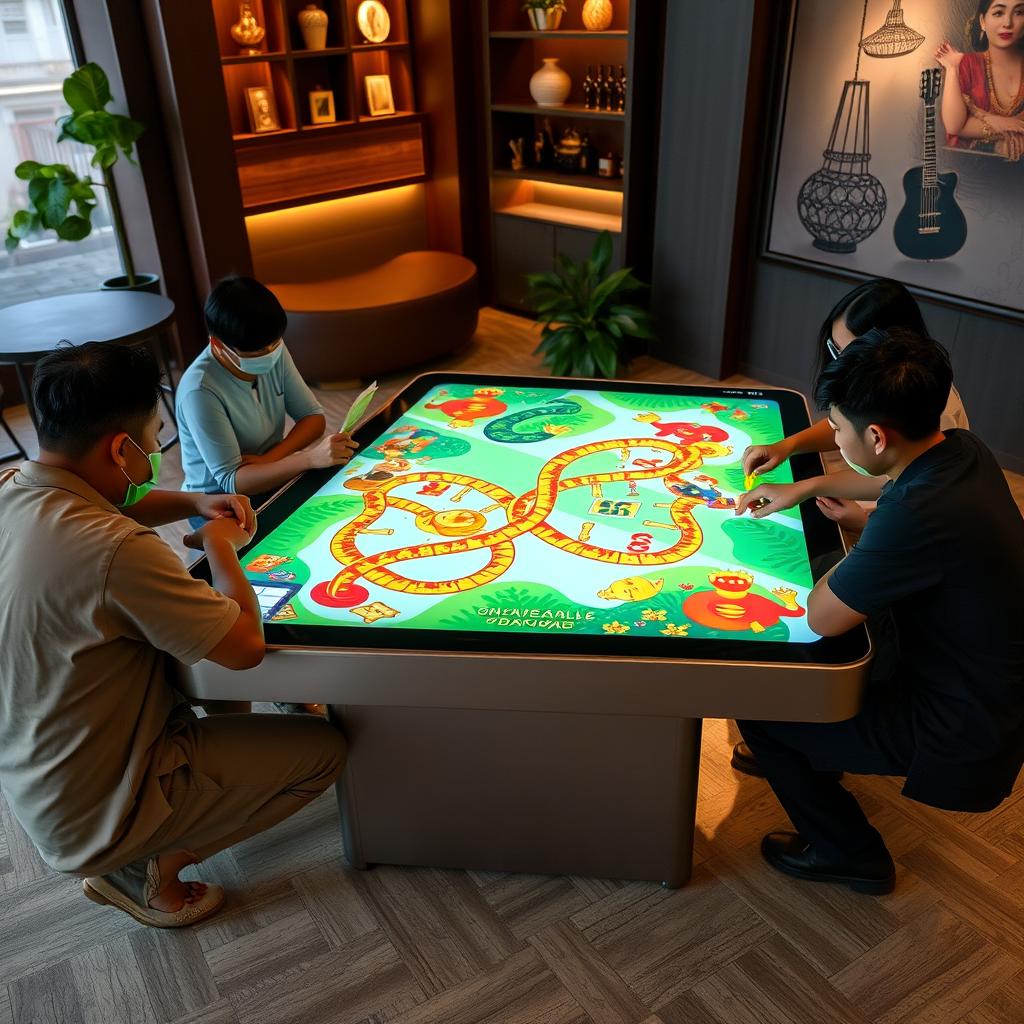 Modern digital version of ular tangga (snakes and ladders) in game house Indonesia Modern digital version of ular tangga (snakes and ladders) in game house Indonesia